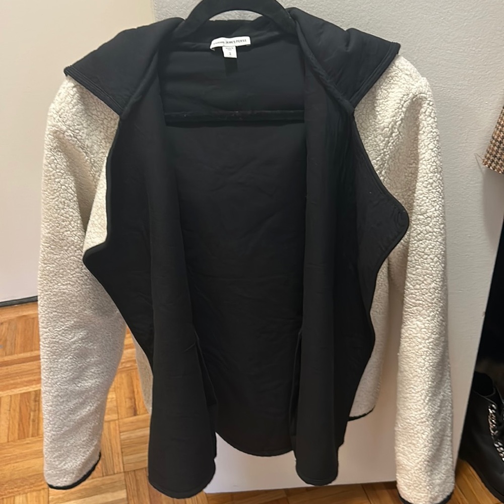 White Fuzzy Jacket with Black Interior
